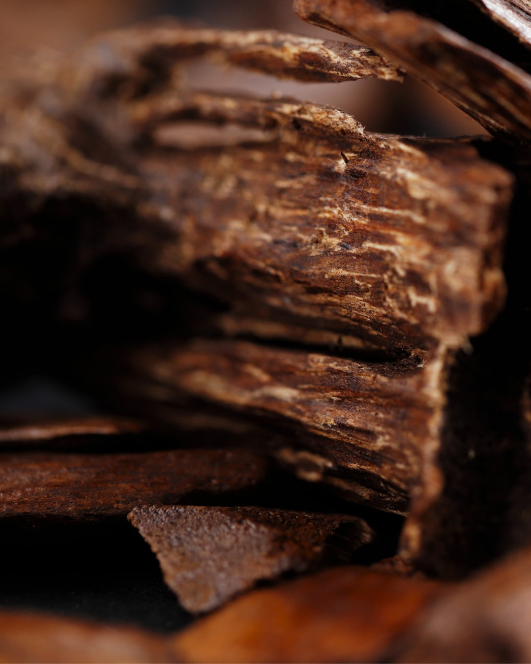 Pale shards of split sandalwood